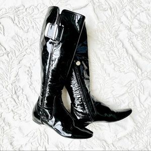 Giorgio Armani Boots Black Lacquer Flat Authentic